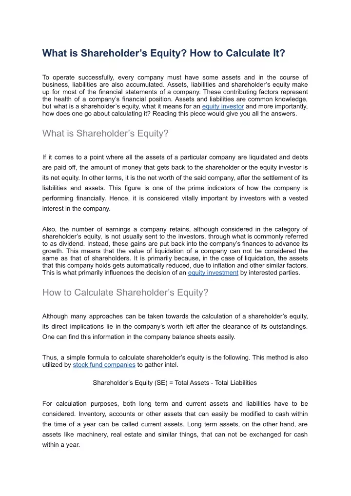 what is shareholder s equity how to calculate it