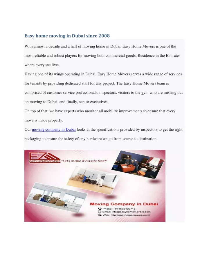 easy home moving in dubai since 2008