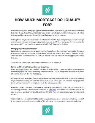 how much mortgage do i qualify for