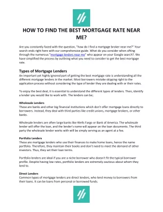 how to find the best mortgage rate near me