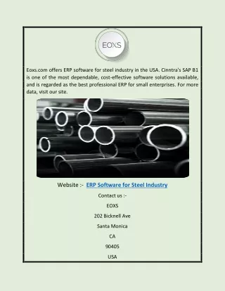 Erp Software for Steel Industry | Eoxs.com