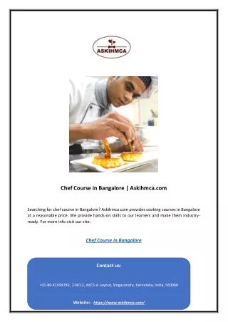 chef course in bangalore askihmca com