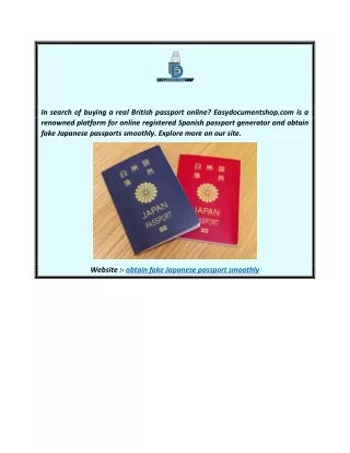 Obtain Fake Japanese Passport Smoothly  Easydocumentshop.com