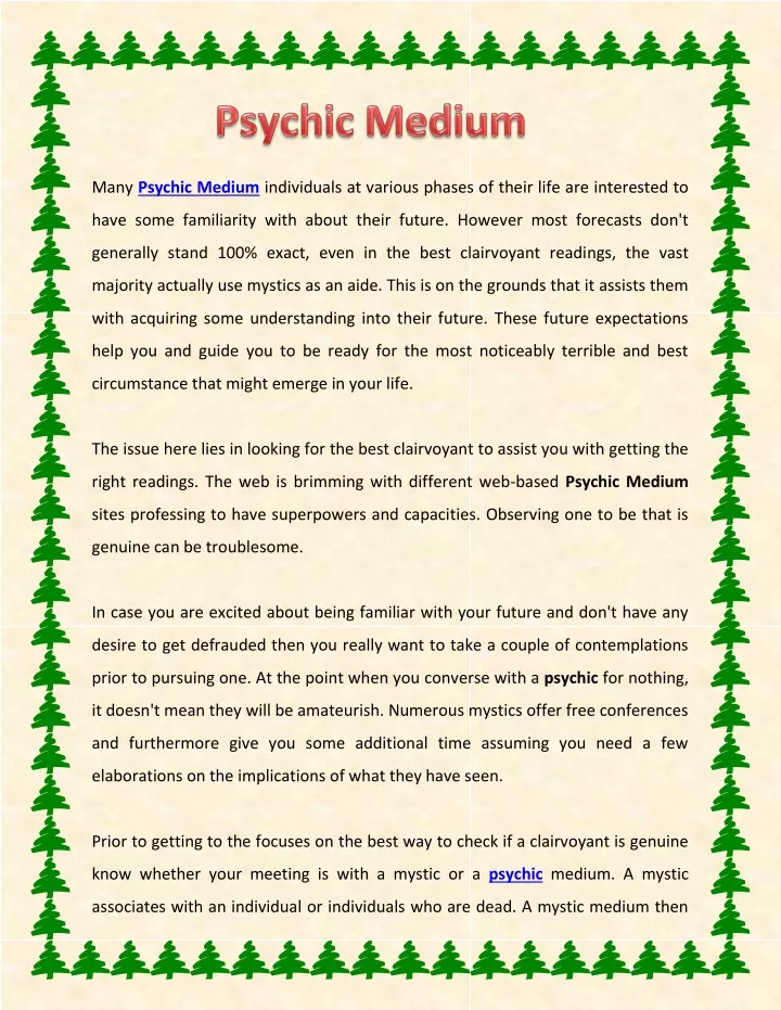 many psychic medium individuals at various phases