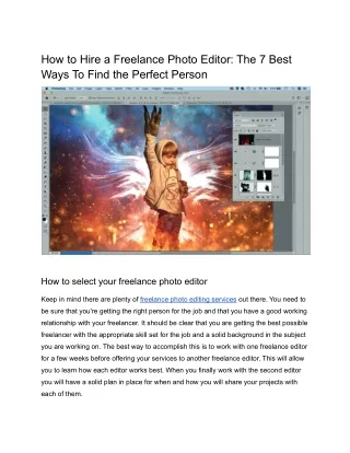 A Guide To Learn How To Hire a Freelance Photo Editor