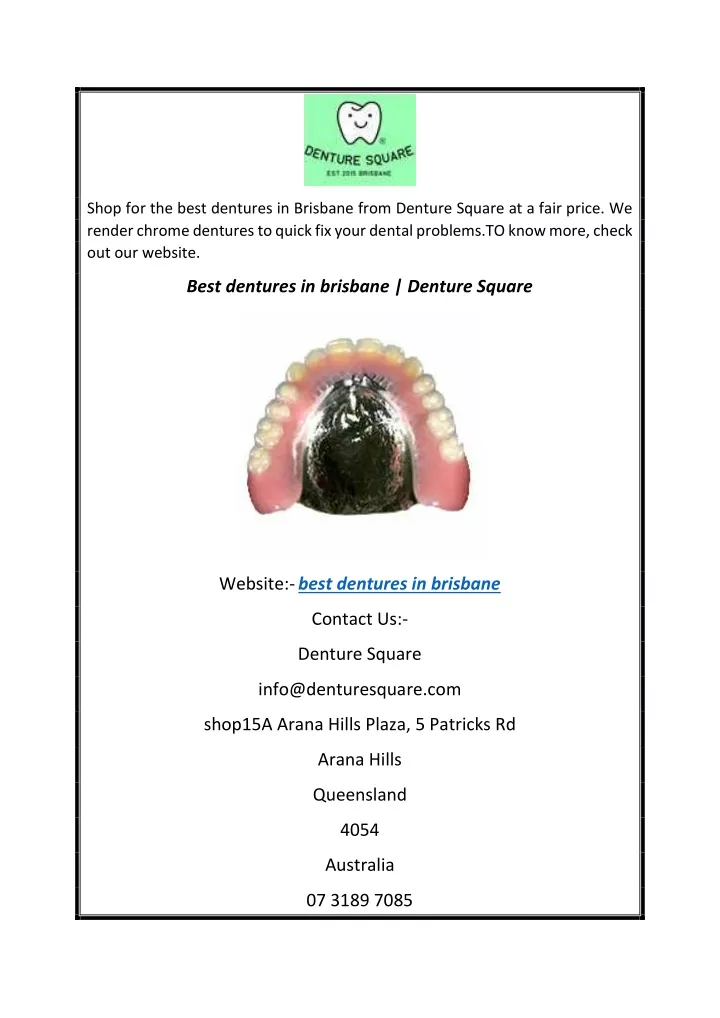 shop for the best dentures in brisbane from