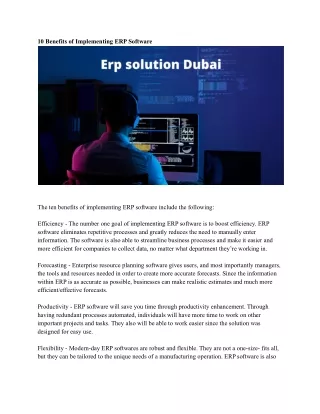 10 benefits of implementing erp software