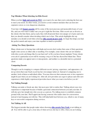 top mistakes when selecting an elite escort