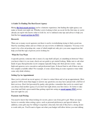 a guide to finding the best escort agency