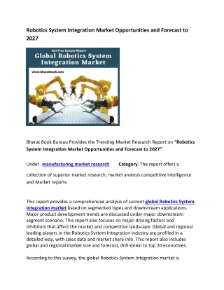 robotics system integration market opportunities