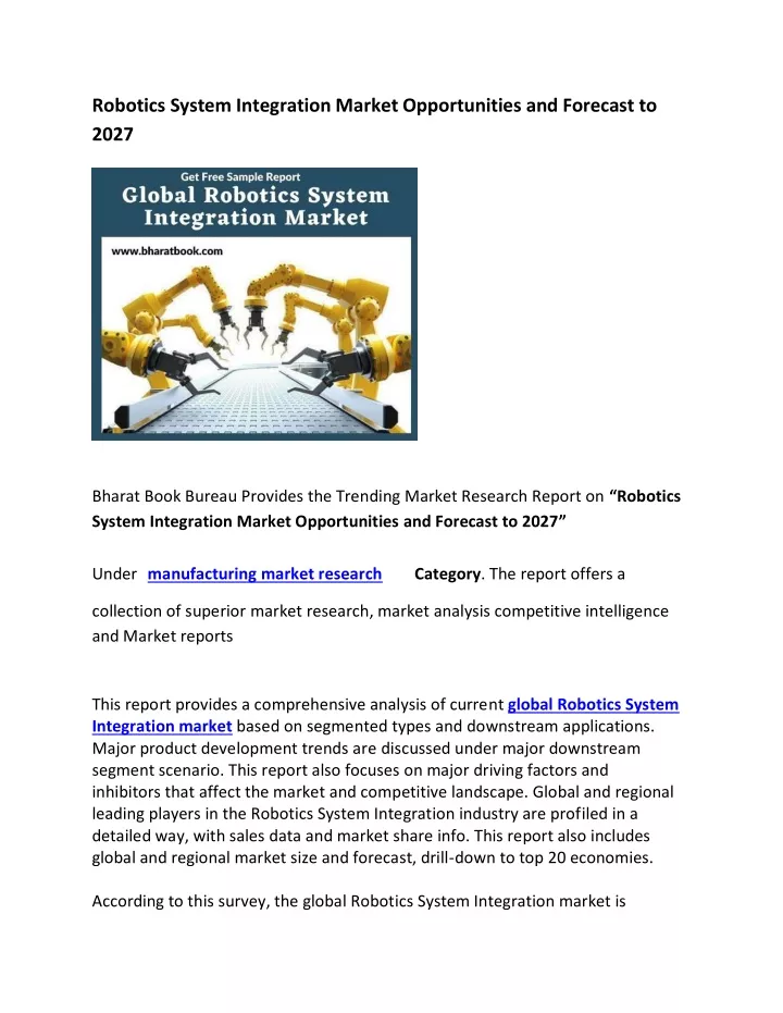 robotics system integration market opportunities