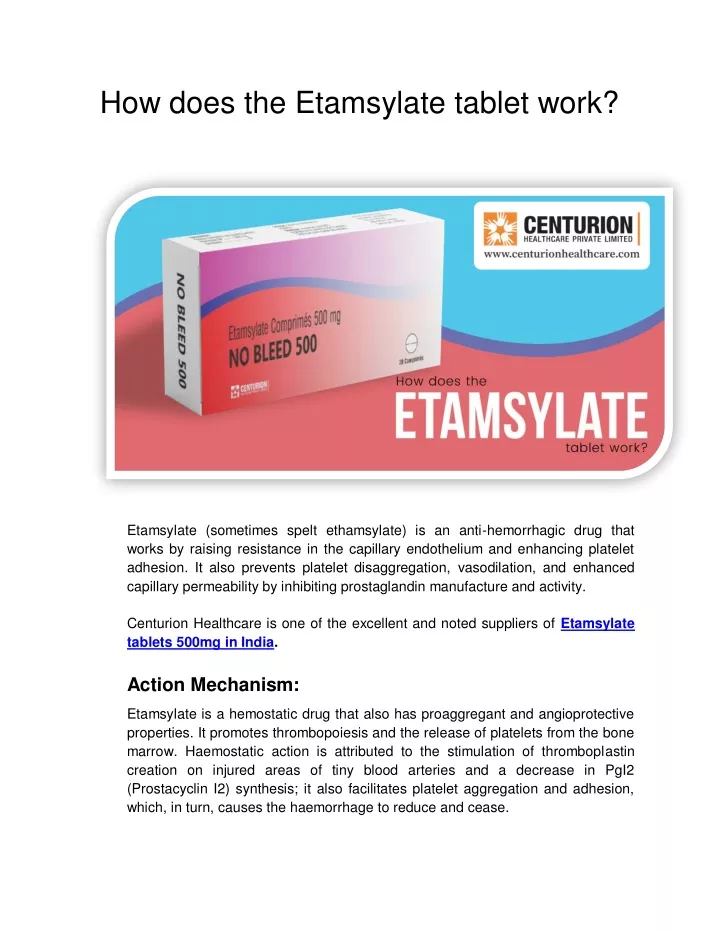 how does the etamsylate tablet work