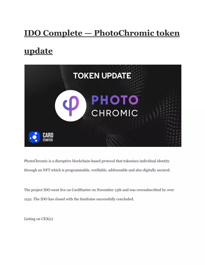 ido complete photochromic token
