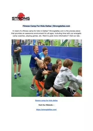 Fitness Camp For Kids Dallas _ Strongdallas