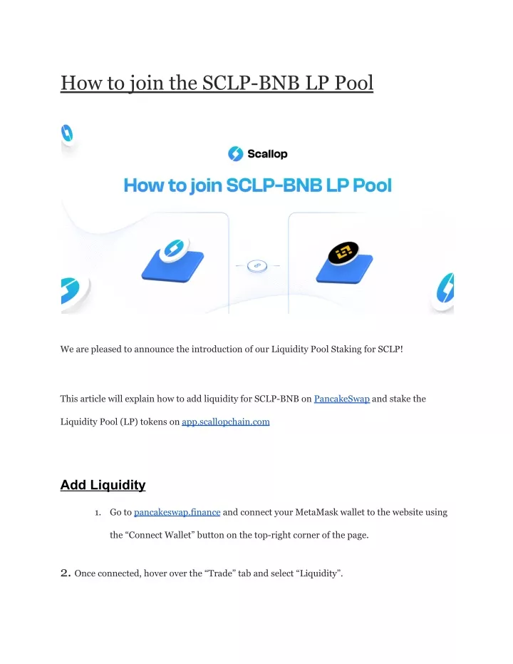how to join the sclp bnb lp pool