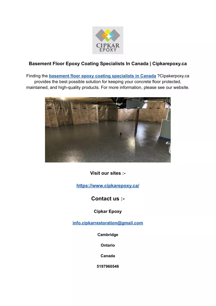 basement floor epoxy coating specialists