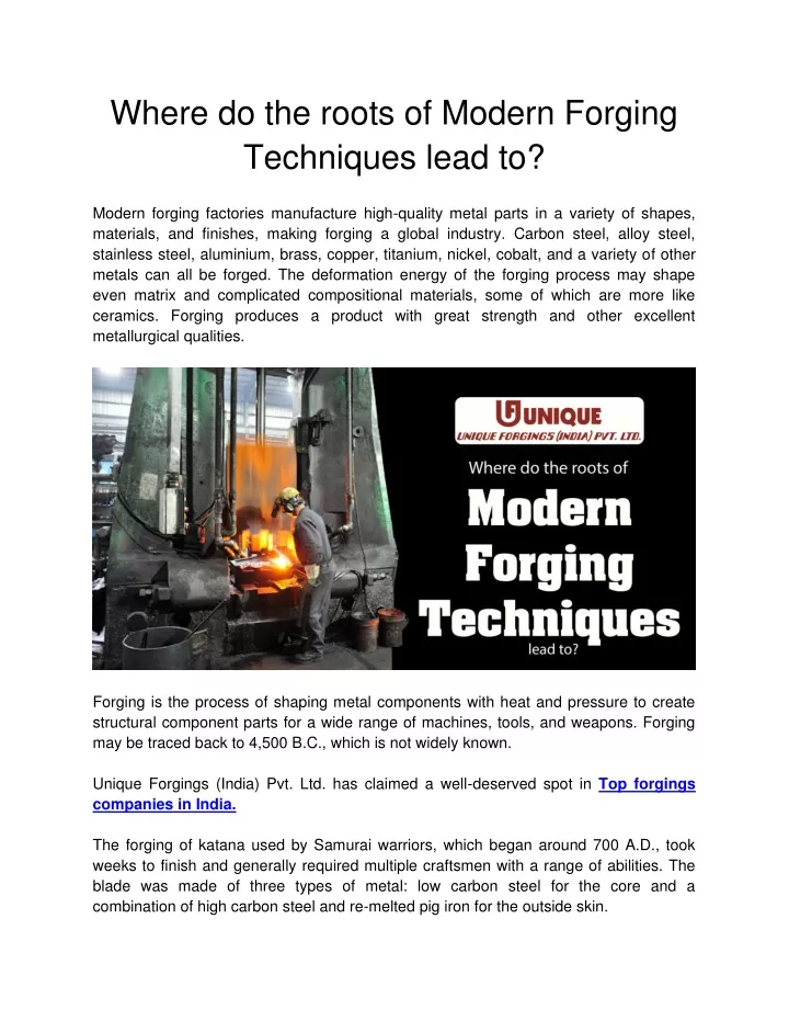 where do the roots of modern forging techniques