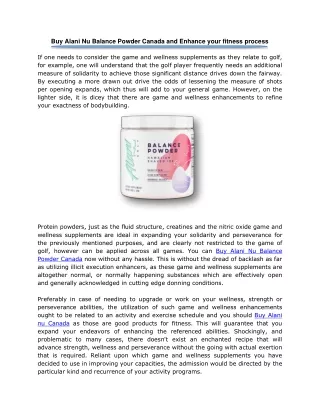 Buy Alani Nu Balance Powder Canada and Enhance your fitness process