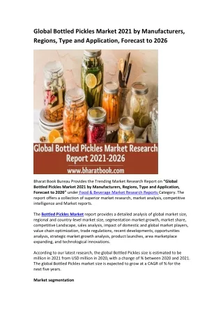global bottled pickles market 2021