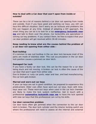 How to Deal With a Car Door That Won’t Open From Inside or Outside?