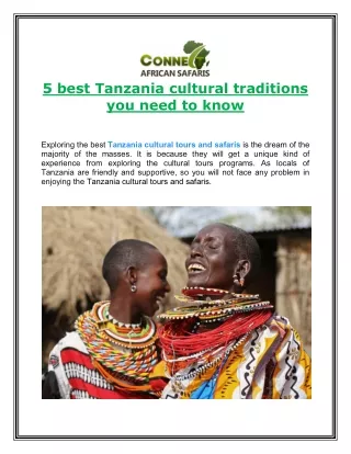 5 best Tanzania cultural traditions you need to know
