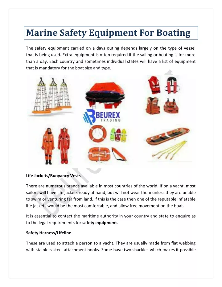 marine safety equipment for boating