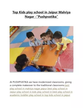 Top Kids play school in Jaipur -“Pushpvatika