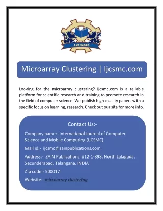 Microarray Clustering | Ijcsmc.com