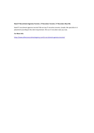 need it recruitment agencies toronto