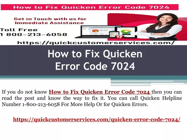 how to fix quicken error code 7024