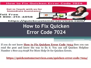 how to fix quicken error code 7024