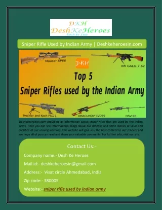 Sniper Rifle Used by Indian Army | Deshkeheroesin.com