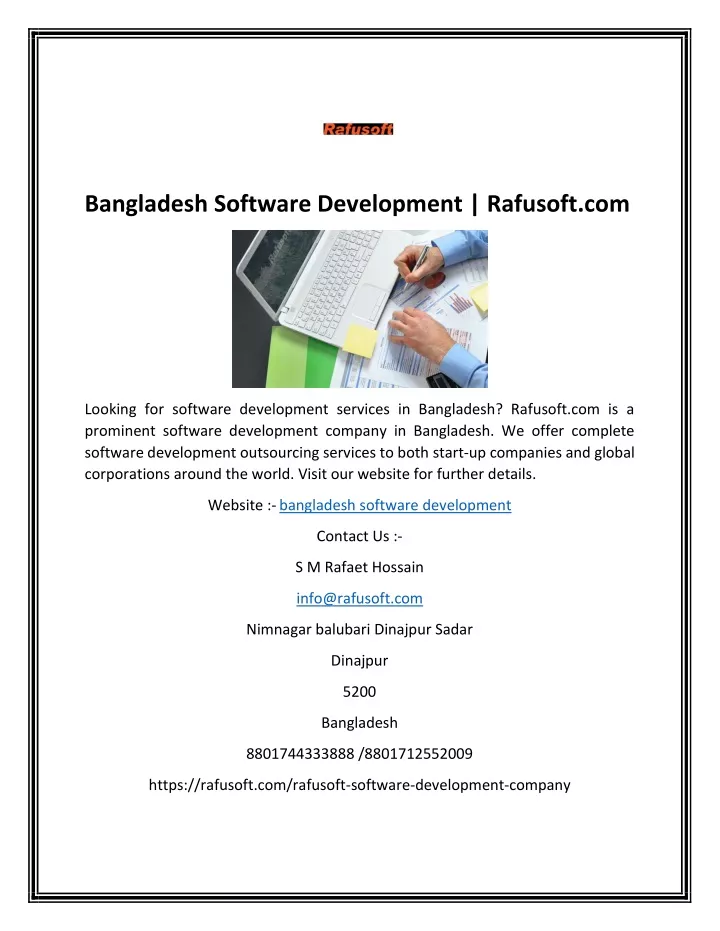 bangladesh software development rafusoft com