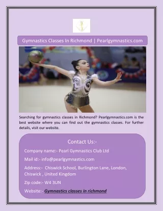 Gymnastics Classes In Richmond | Pearlgymnastics.com