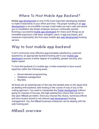 where to host mobile app backend