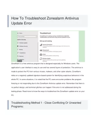 How To Fix Zonealarm Antivirus Update Error-converted