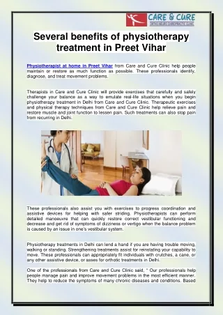 Physiotherapist at home in Preet Vihar