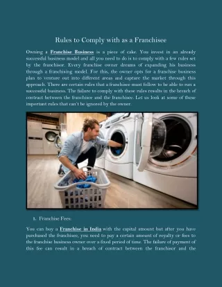 rules to comply with as a franchisee