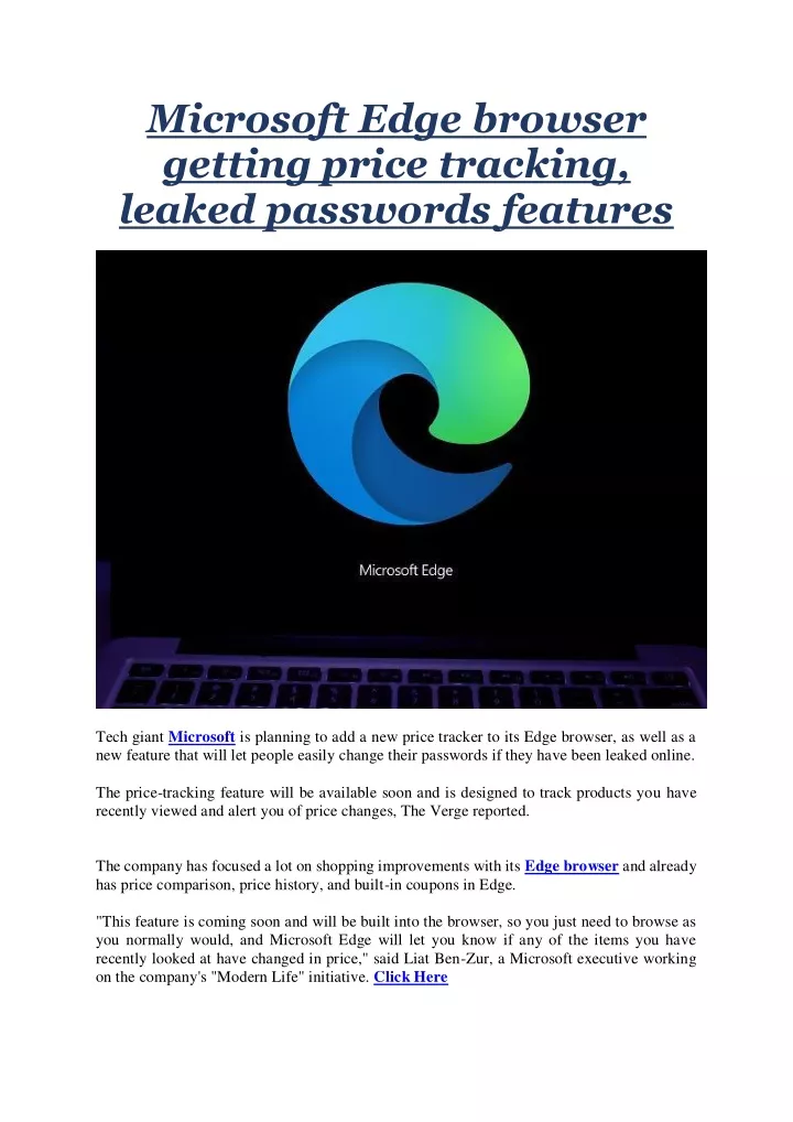 microsoft edge browser getting price tracking