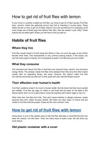 how to get rid of fruit flies with lemon