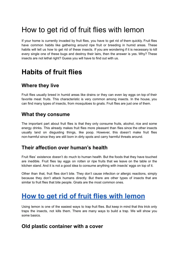 how to get rid of fruit flies with lemon
