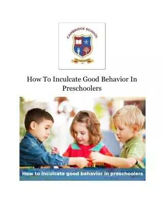 How To Inculcate Good Behavior In Preschoolers