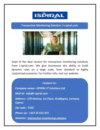 transaction monitoring solution i spiral com