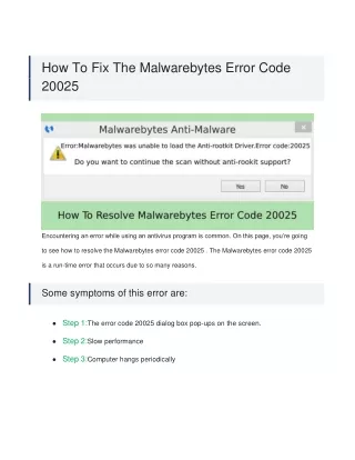 How To Fix Malwarebytes Error Code 20025