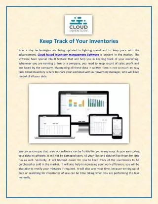 Cloud based Inventory Management Software for Track of Your Inventories