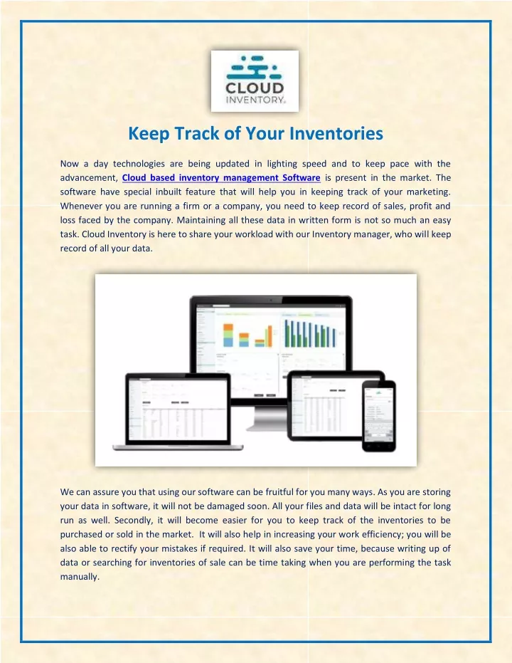 keep track of your inventories