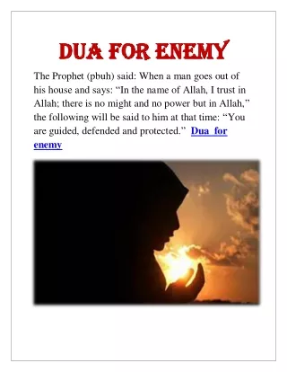 Dua For Enemy  91-75089-15833 Call Now