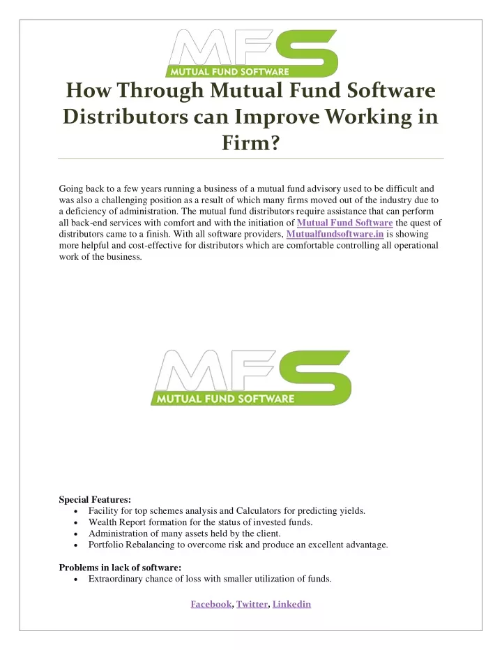 how through mutual fund software distributors