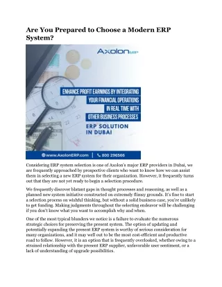 are you prepared to choose a modern erp system