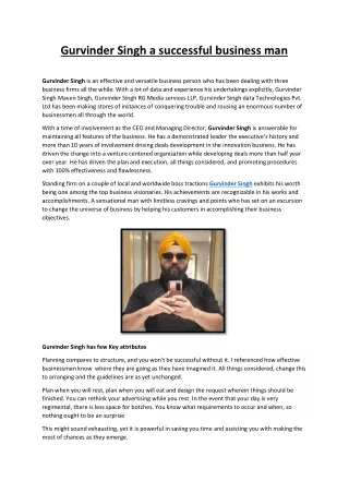 gurvinder singh a successful business man